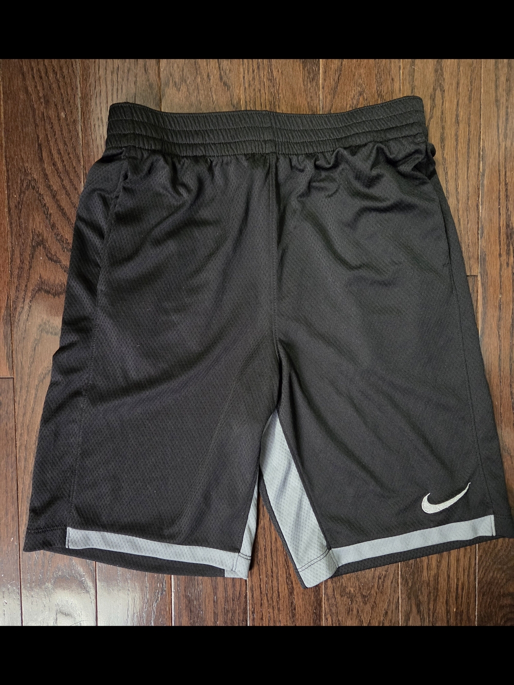 Nike Boy's Black Athletic Shorts with Gray Accent